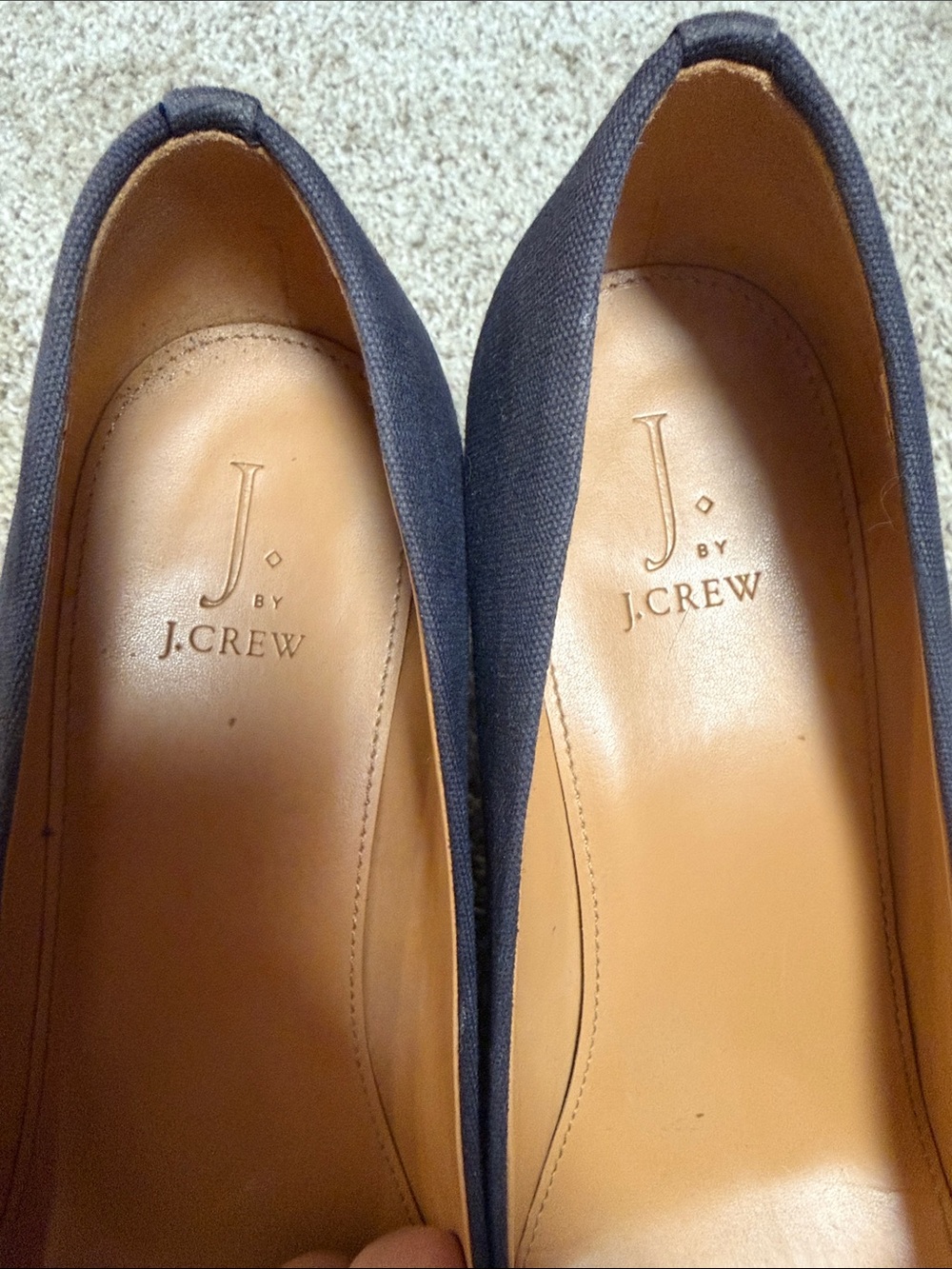 J. Crew Navy Espadrille Wedge Pumps with Jute Platform - Picture 2 of 6